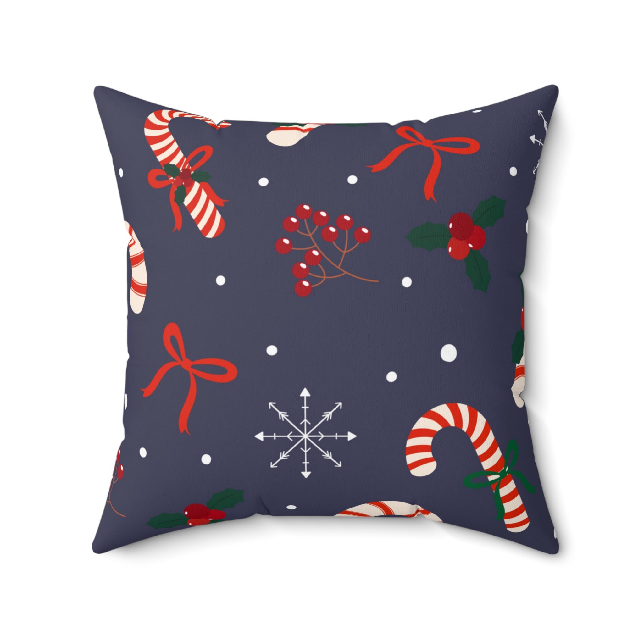 Winter Peppermint Candy Square Pillow