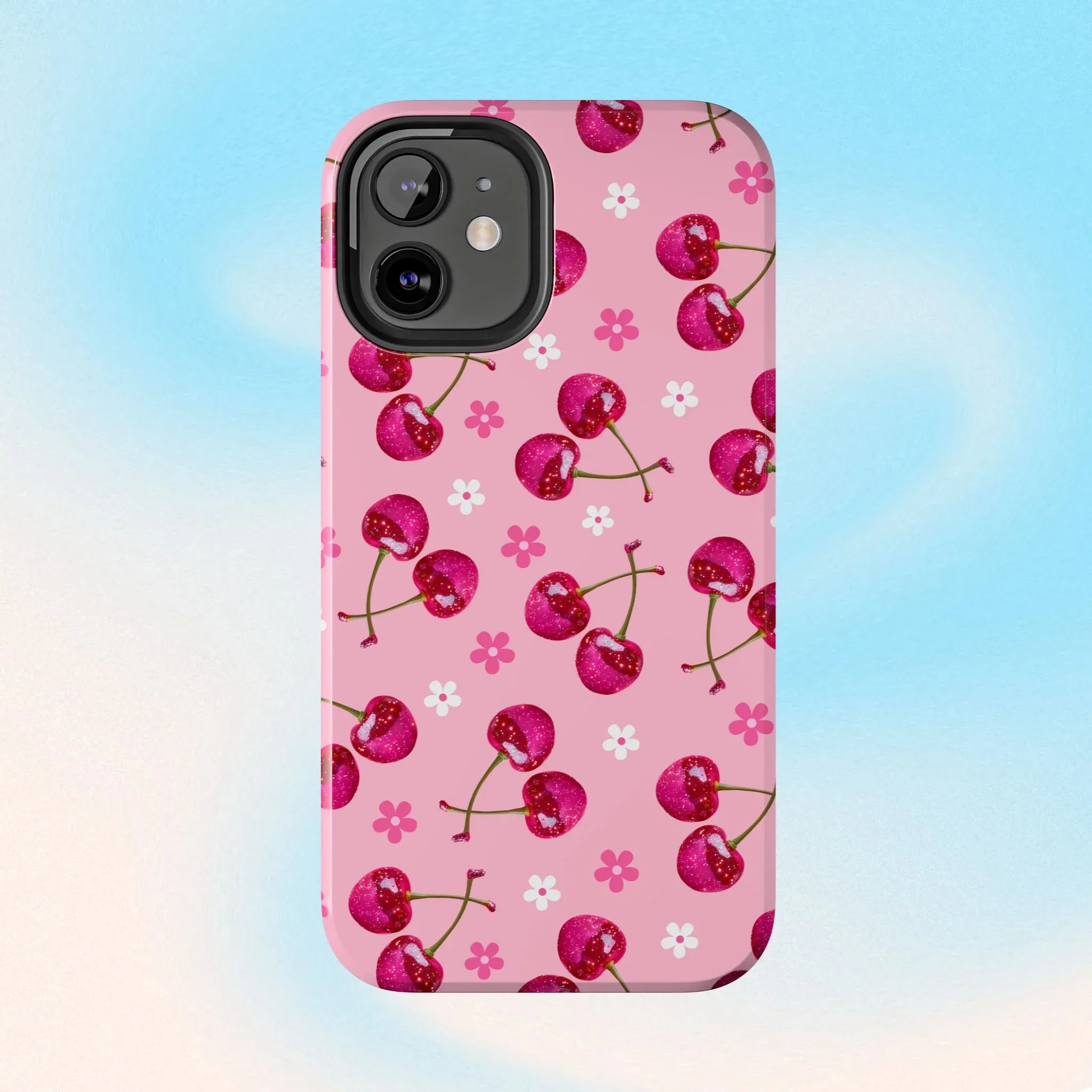 Pink Cherry Sparkle Pattern Tough Phone Case (Apple & Android) - Pink Sweetheart