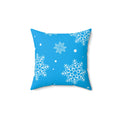 Frosty Blue Winter Snowflakes Square Pillow - Pink Sweetheart