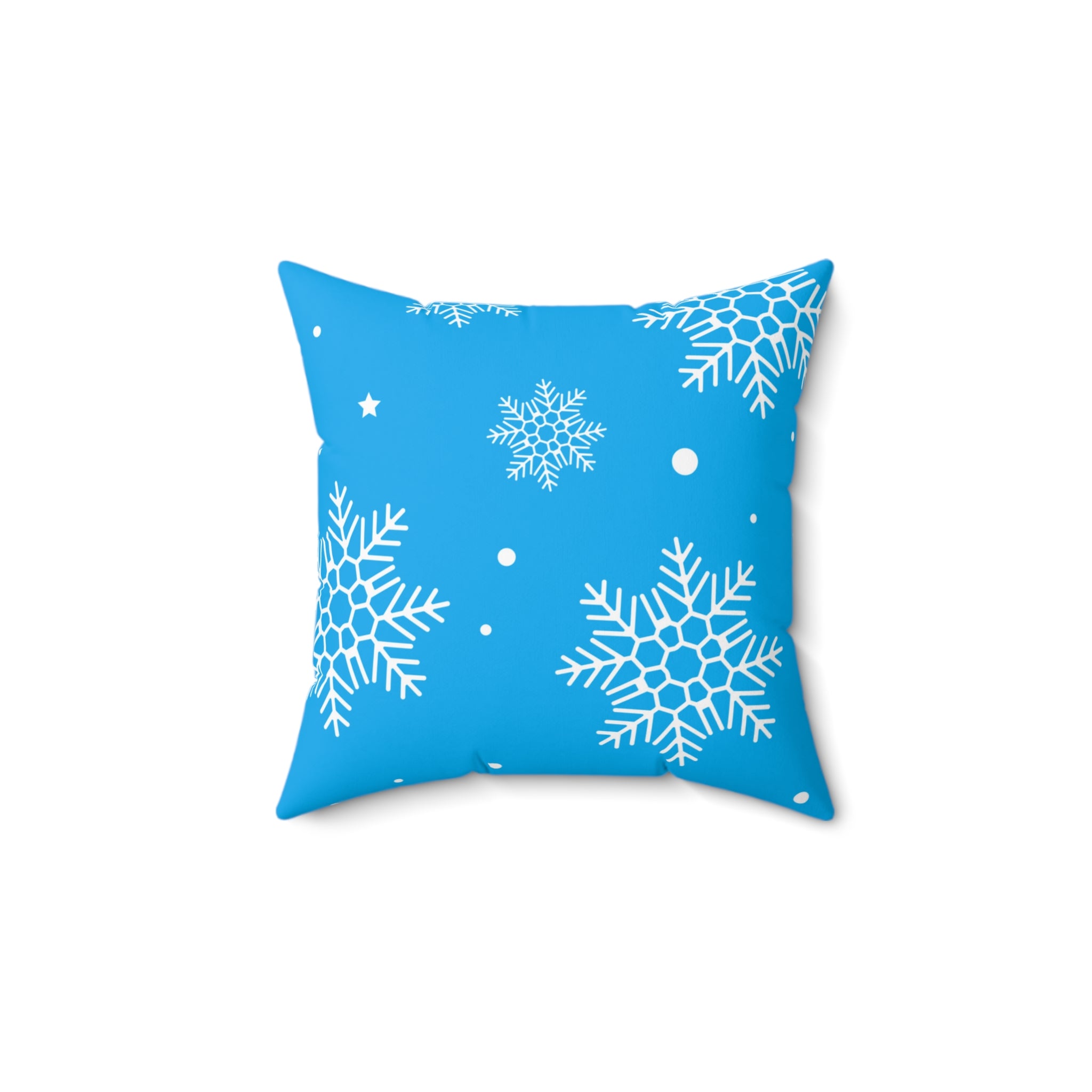 Frosty Blue Winter Snowflakes Square Pillow