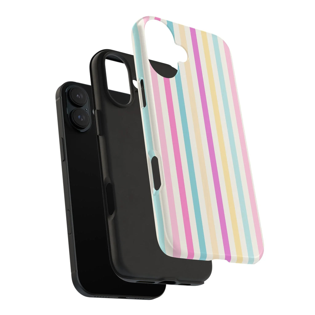 Pastel Candy Stripes Phone Cases (Apple & Android) - Pink Sweetheart