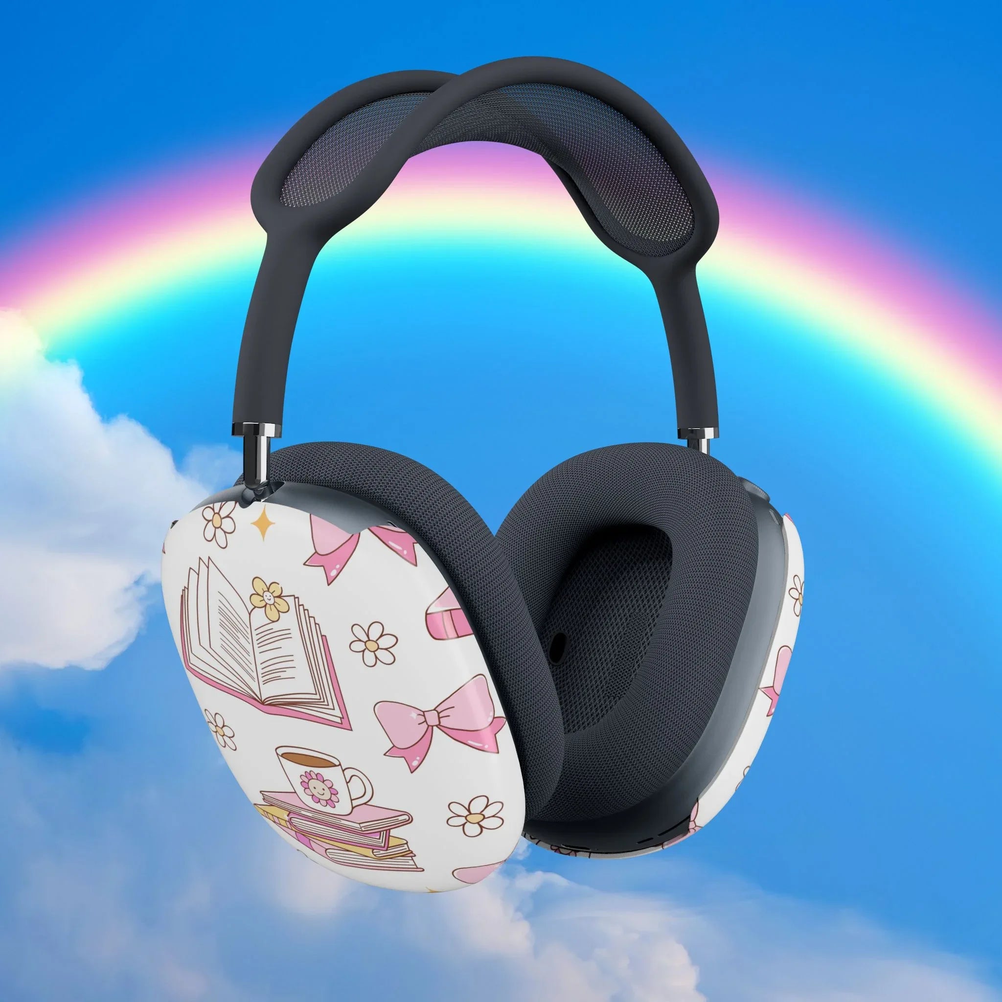 Cute Books and Coffee AirPods Max Case - Pink Sweetheart