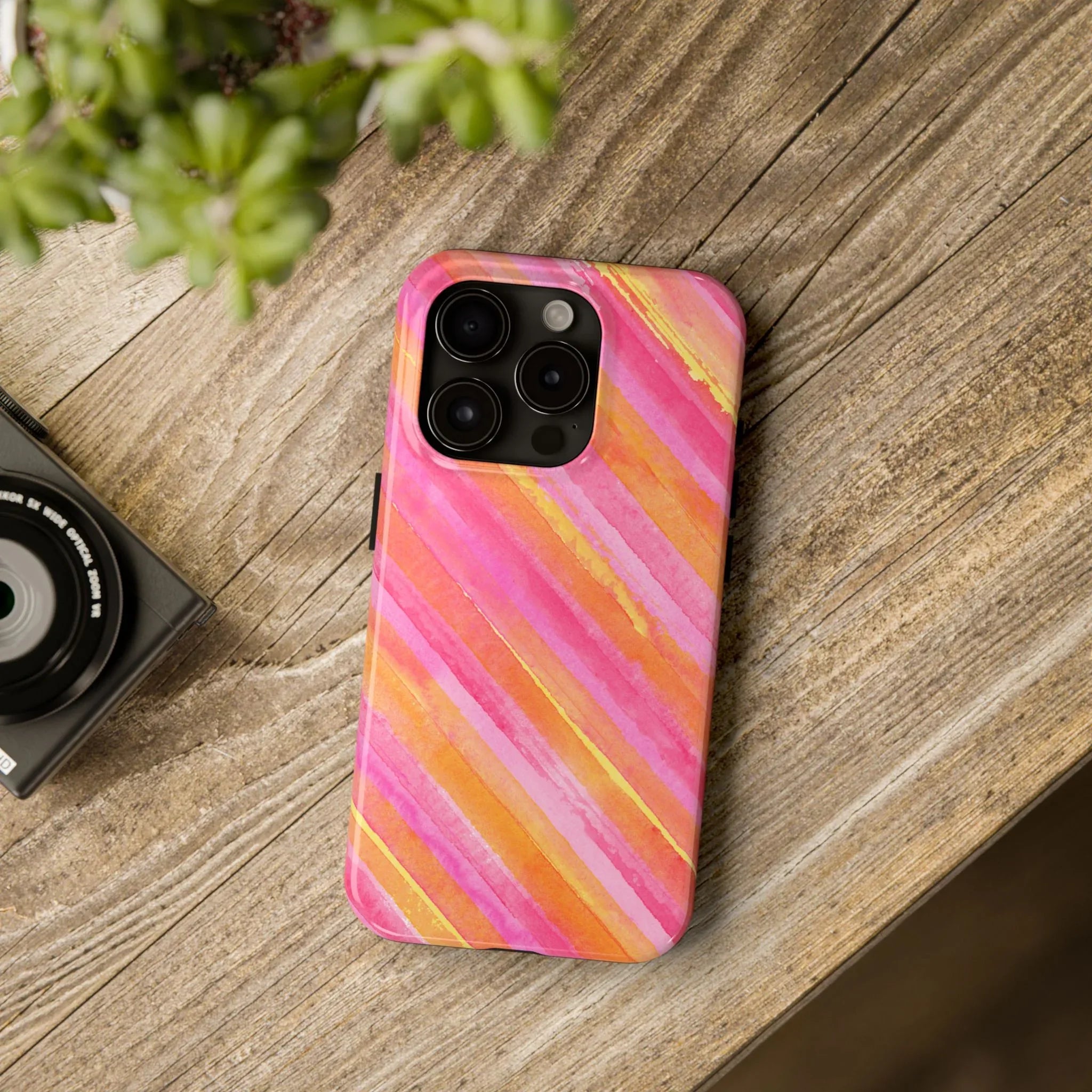 Pink Lemon Stripes Phone Case (Apple & Android) - Pink Sweetheart