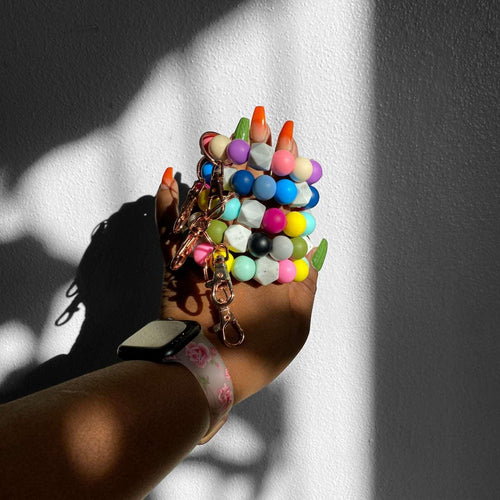 Aesthetic Vibes Chunky Silicone Beaded Keychain - Pink Sweetheart