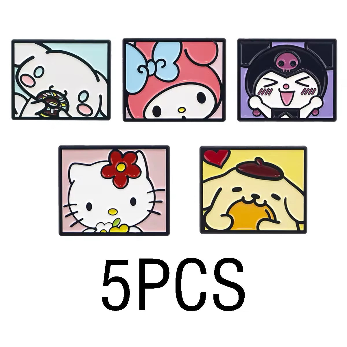 Cute Kawaii Friends Portrait Enamel Pin Set 5pc