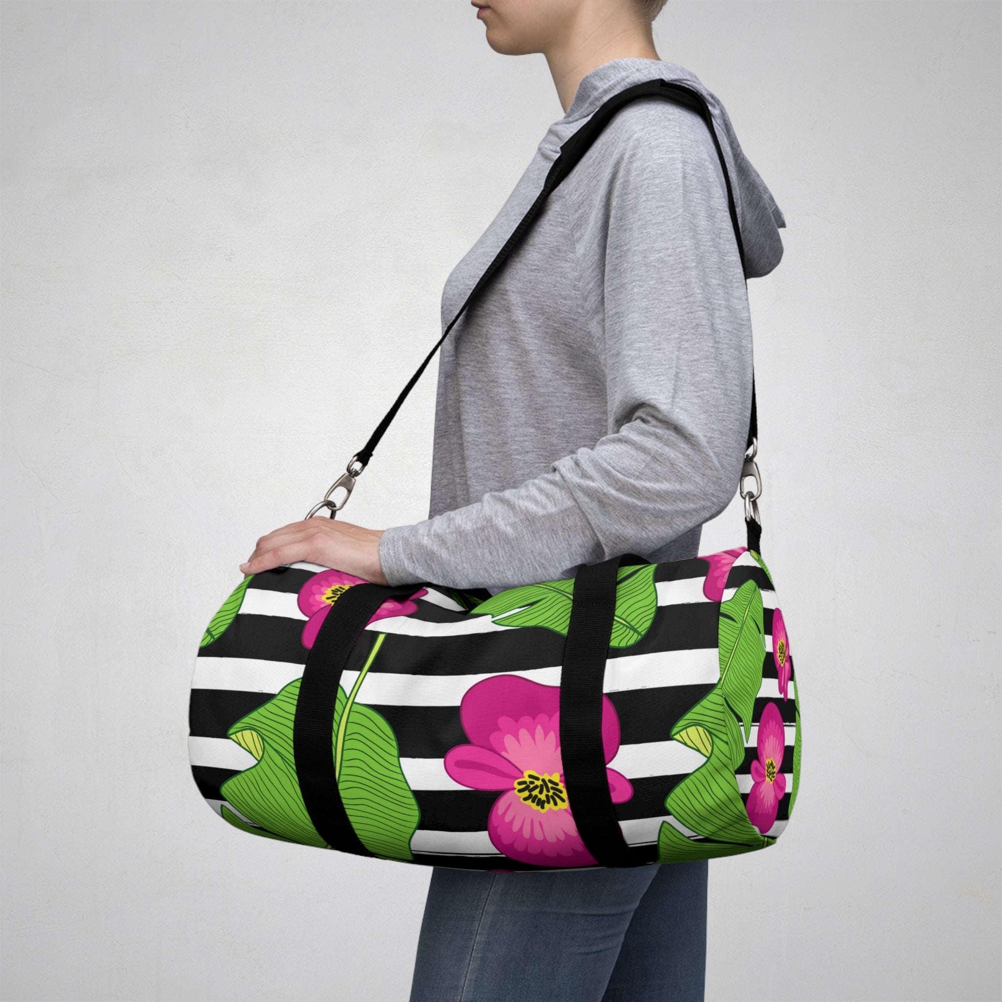 Striped Hibiscus Duffel Bag