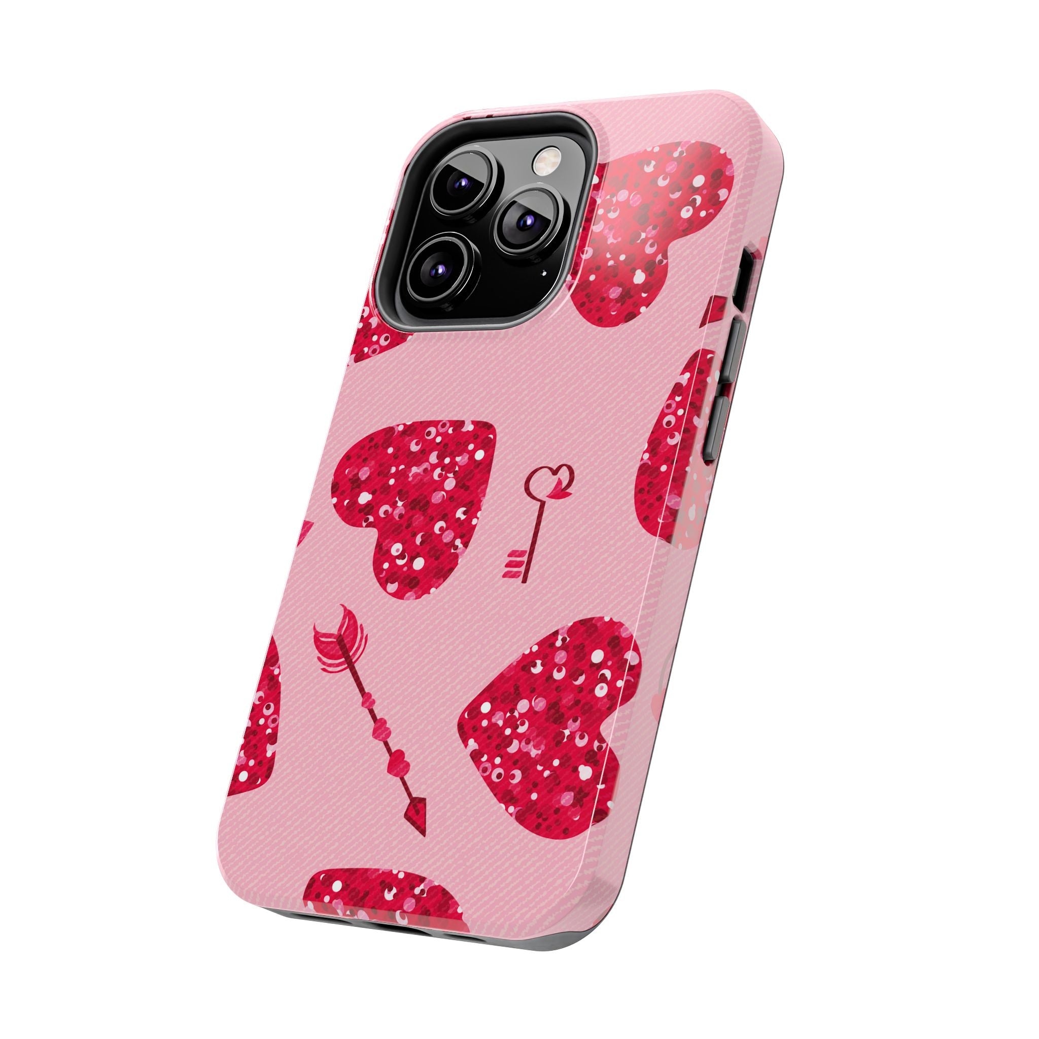 Sparkling Red Hearts Phone Case (Apple & Android)