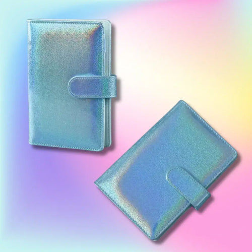 Blue Sapphire Shimmer Holographic A6 Budget Binder - Pink Sweetheart