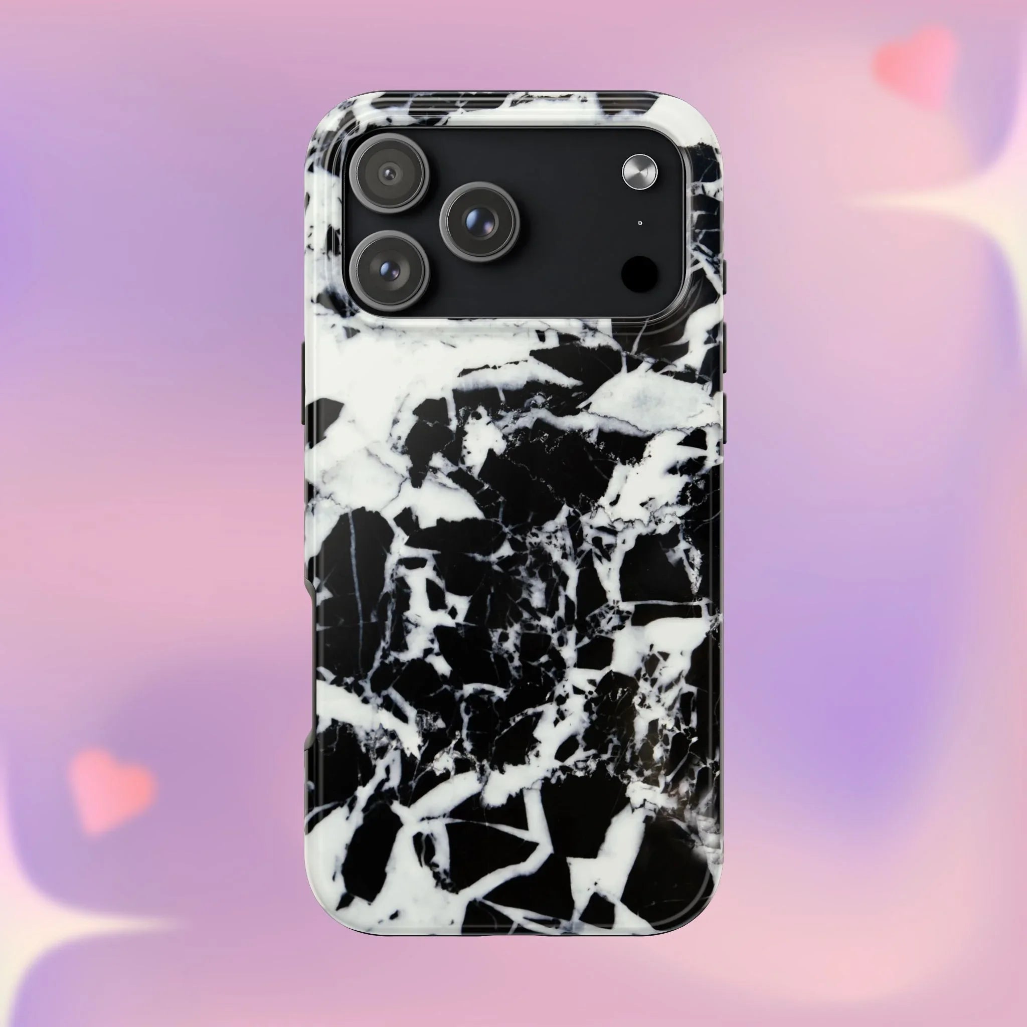 Black & White Shattered Phone Case (Apple & Android) - Pink Sweetheart