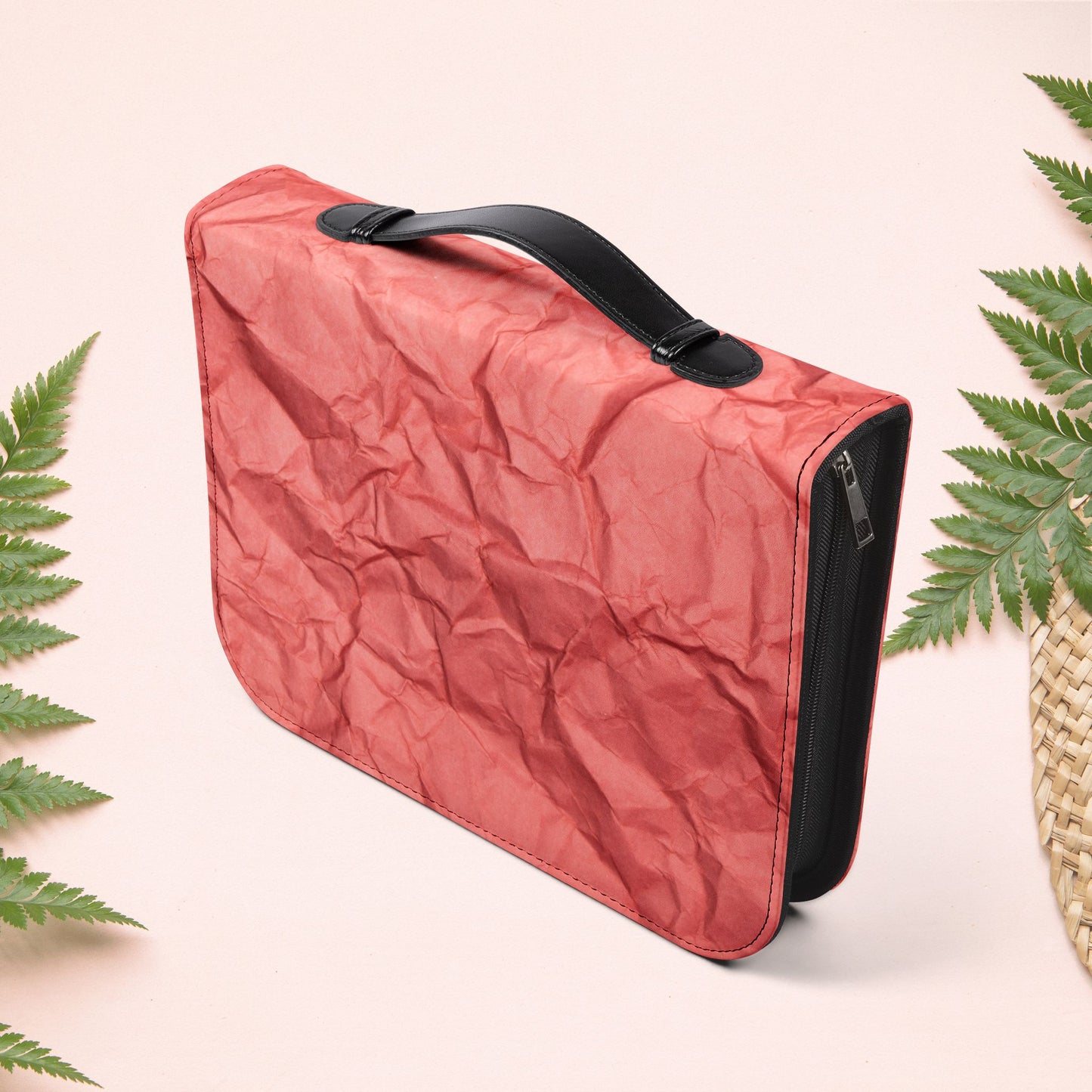 Wrinkled Red Coral Paper Book Cover