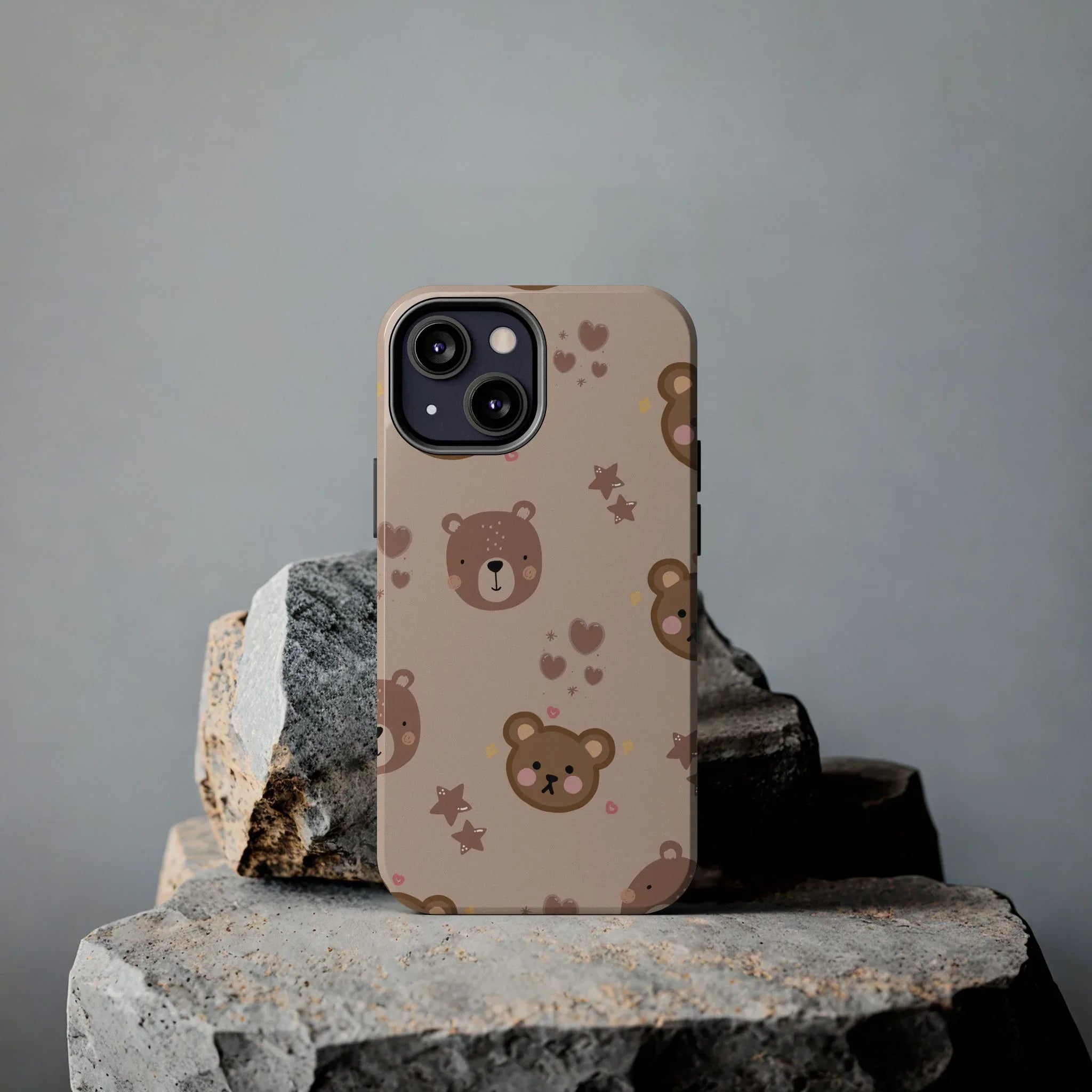 Boho Brown Bear Phone Case (Apple & Android) - Pink Sweetheart