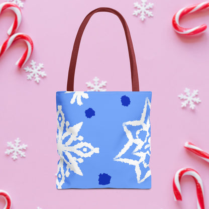 Blue Winter Snowflakes Tote Bag