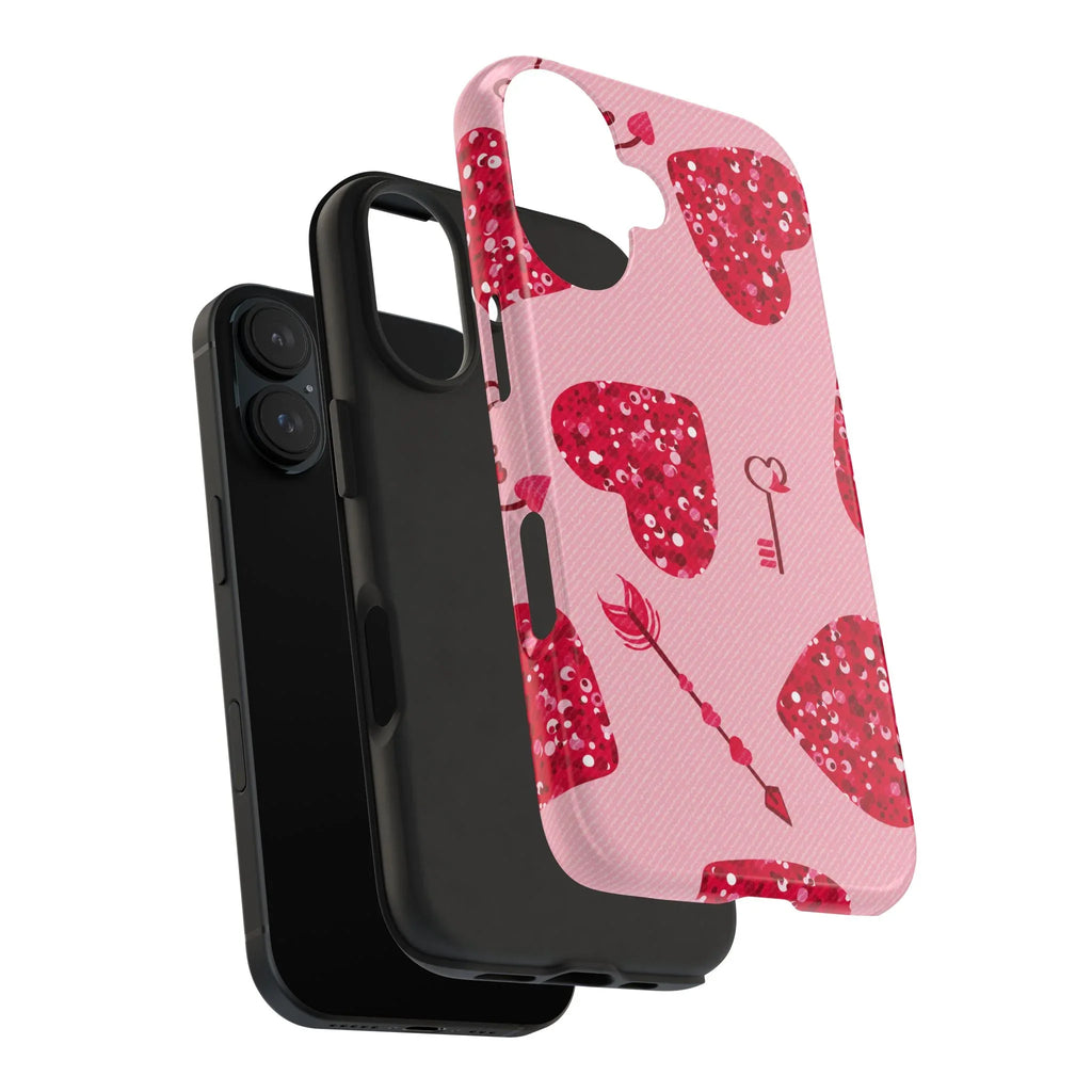 Sparkling Red Hearts Phone Case (Apple & Android) - Pink Sweetheart
