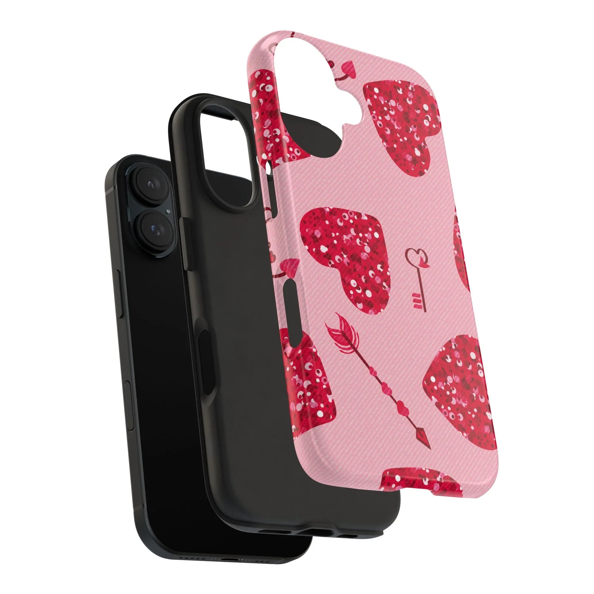 Sparkling Red Hearts Phone Case (Apple & Android) - Pink Sweetheart