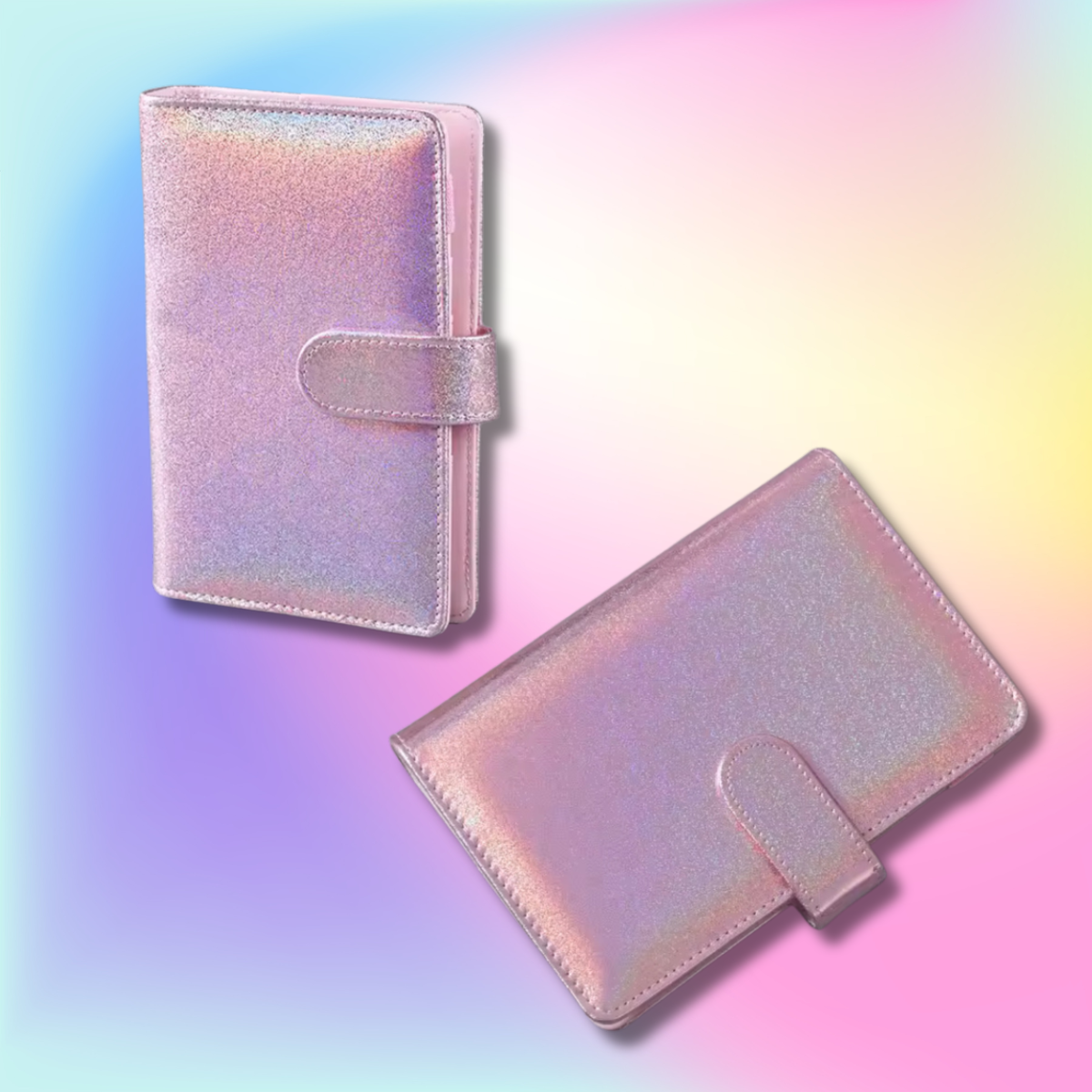 Pink Champagne Shimmer Holographic A6 Budget Binder