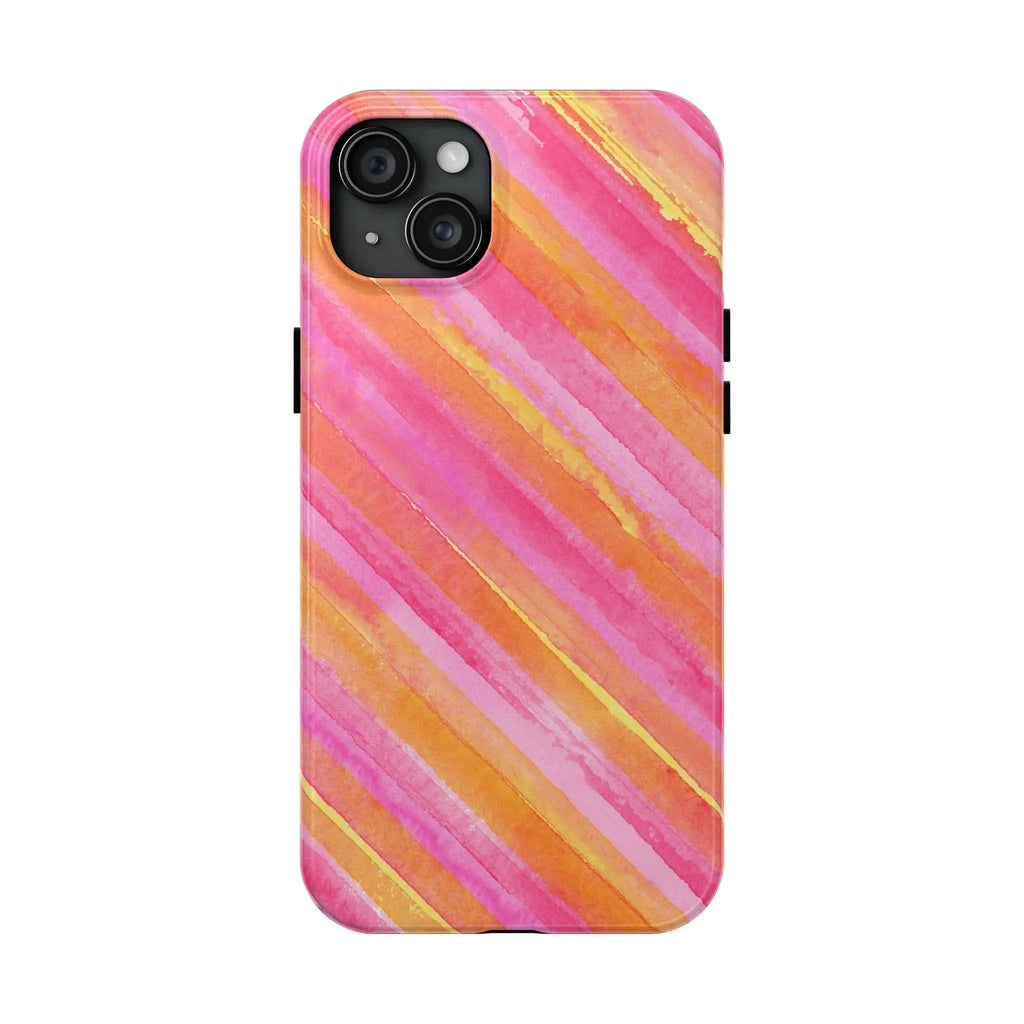 Pink Lemon Stripes Phone Case (Apple & Android) - Pink Sweetheart