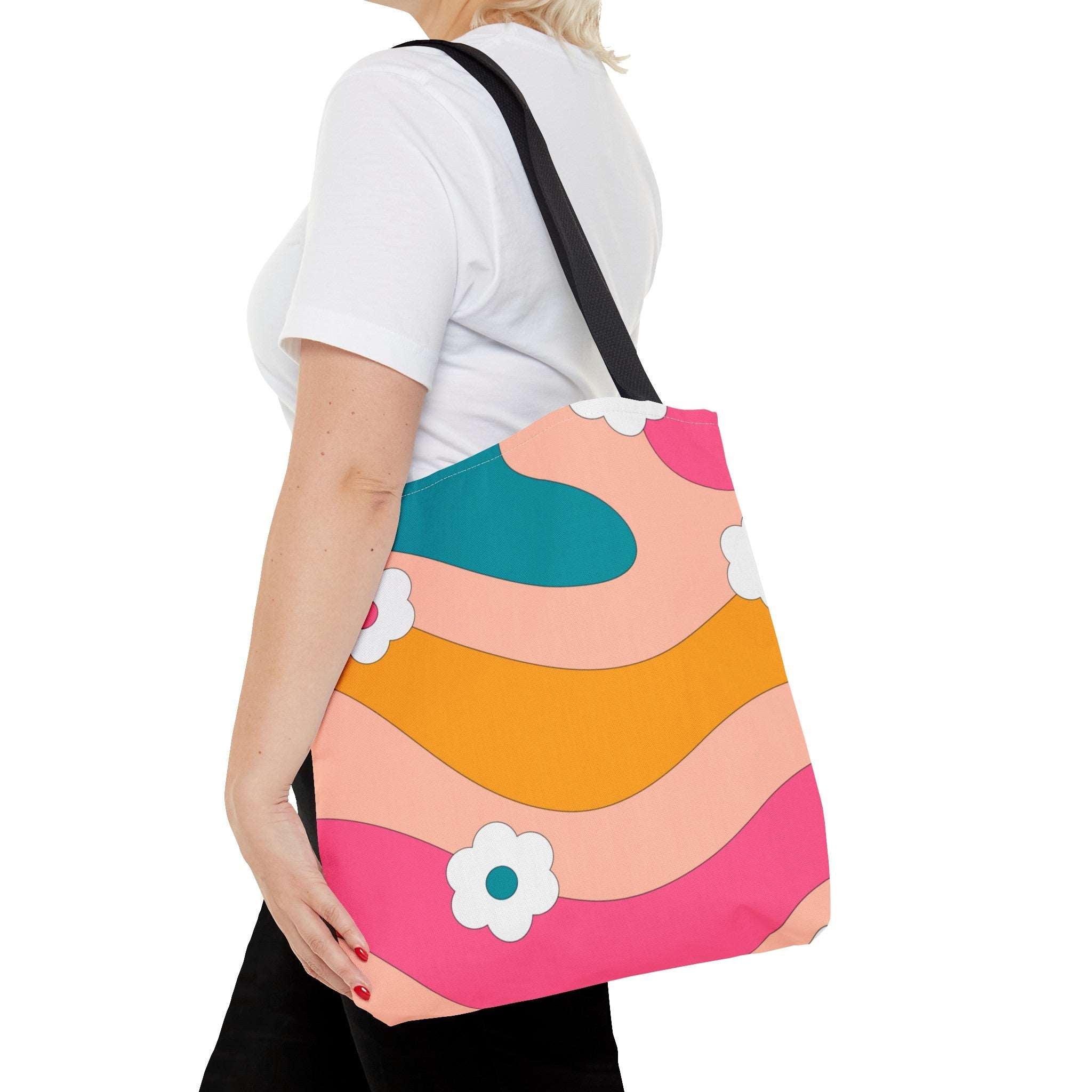 70s Floral Retro Aesthetic Tote Bag