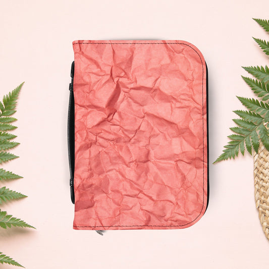 Wrinkled Red Coral Paper Book Cover