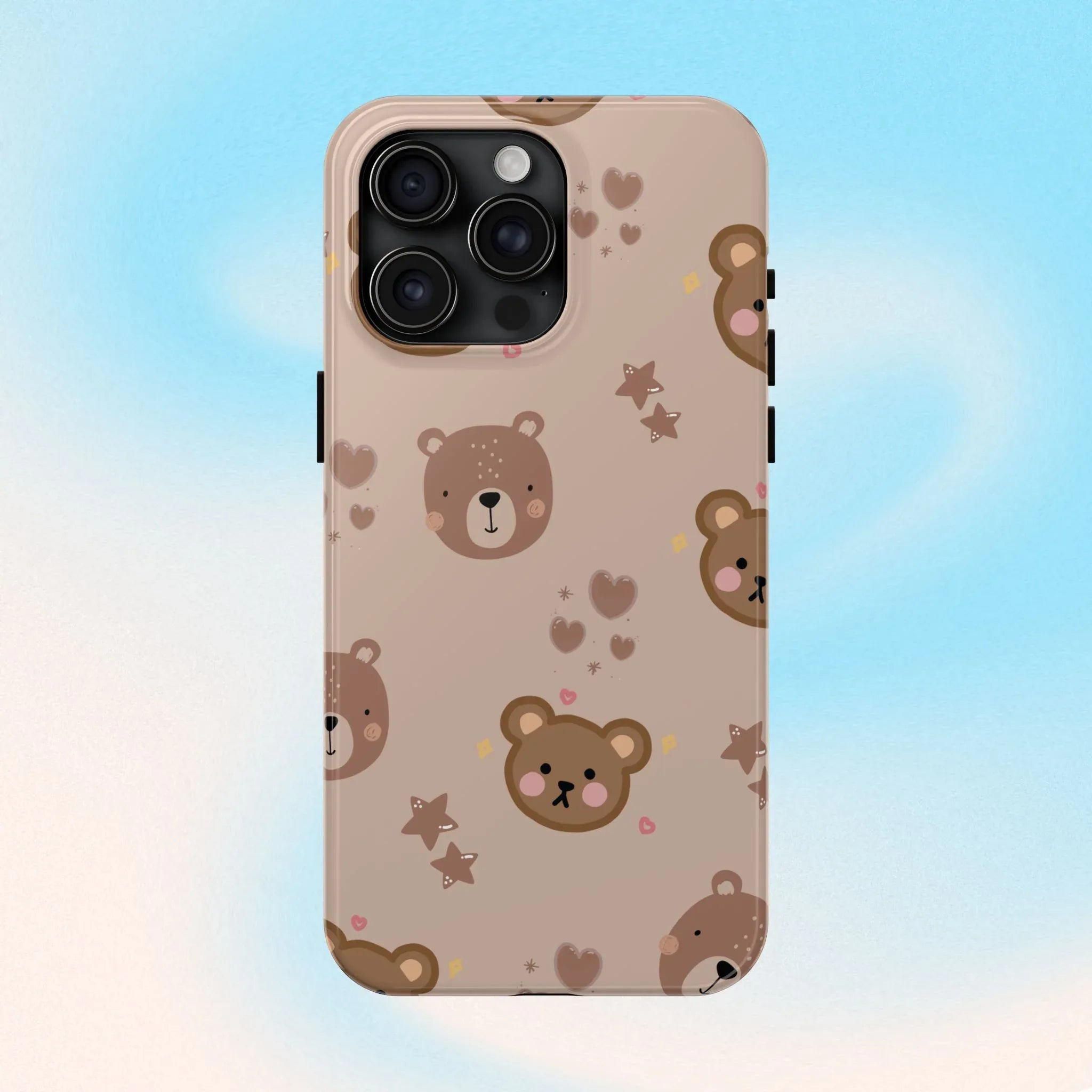 Boho Brown Bear Phone Case (Apple & Android) - Pink Sweetheart