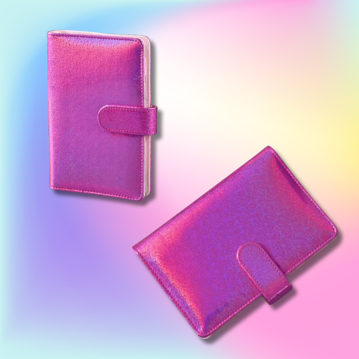 Pink Raspberry Shimmer Holographic A6 Budget Binder