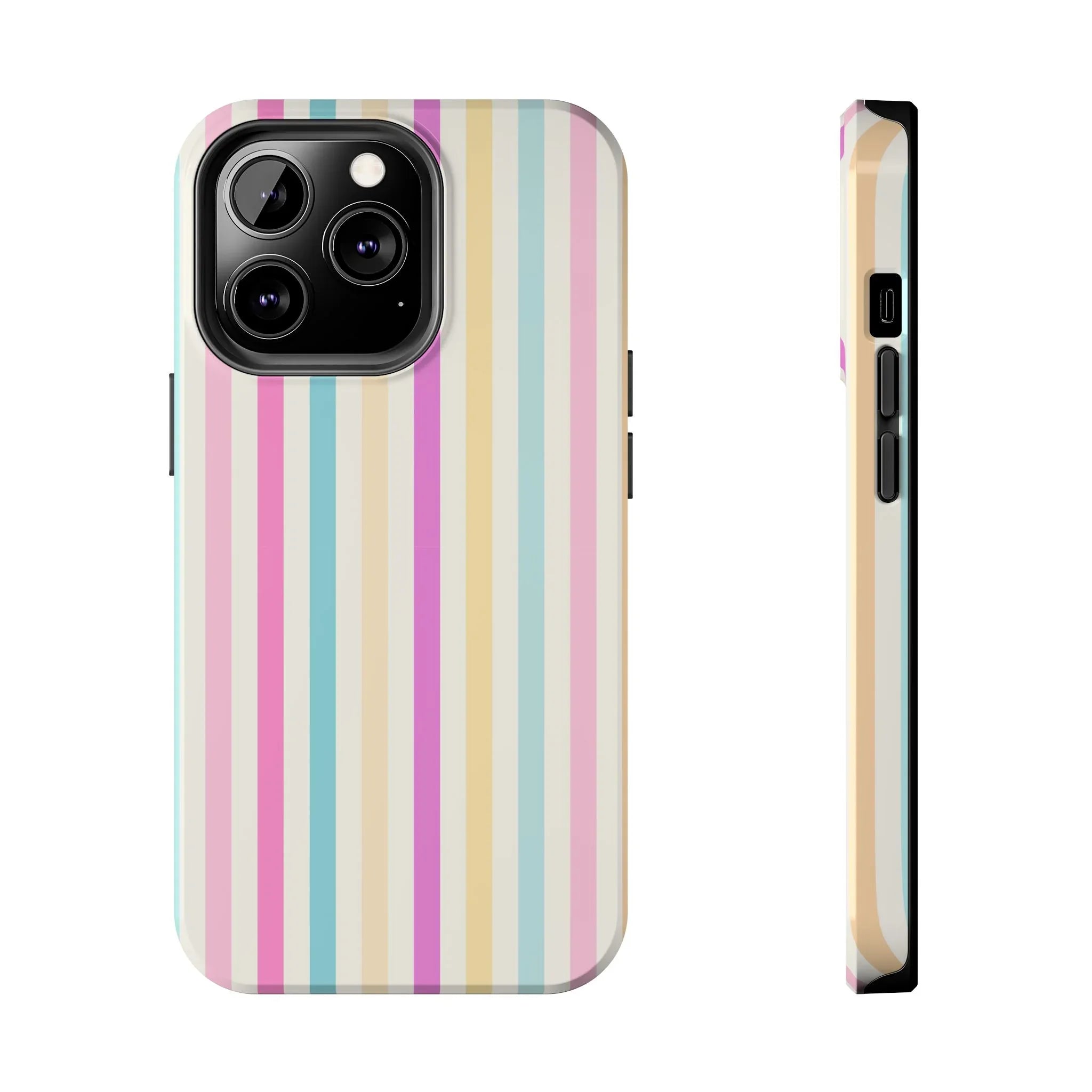 Pastel Candy Stripes Phone Cases (Apple & Android) - Pink Sweetheart
