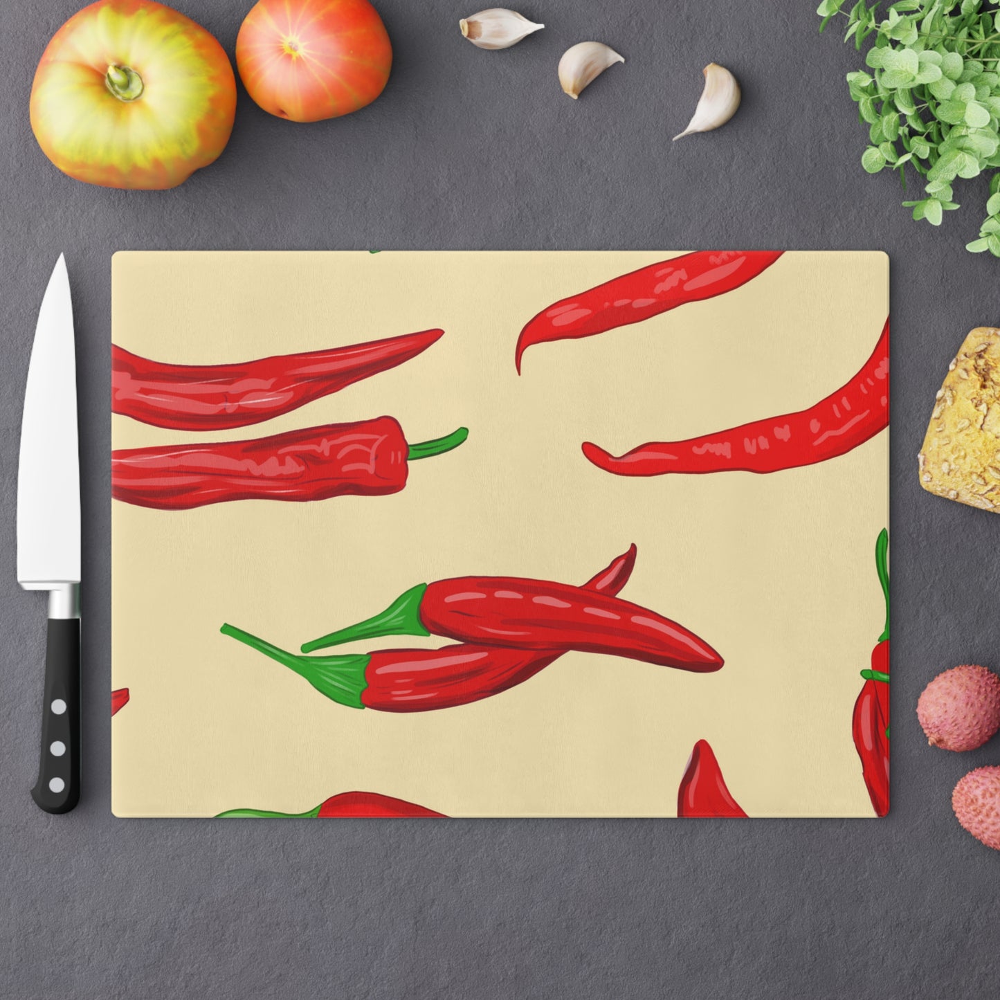 Hot Pepper Glass Cutting Board