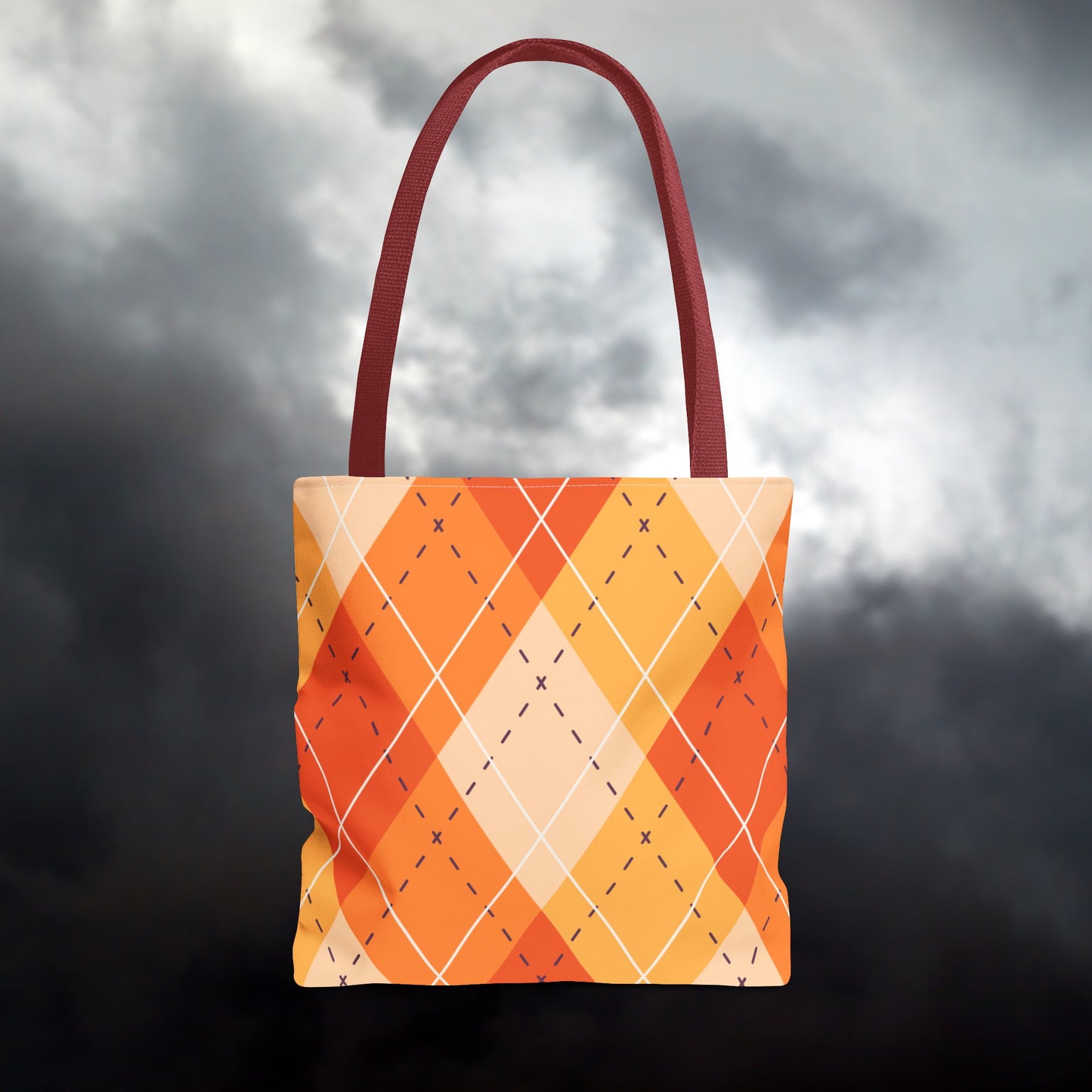 Orange Argyle Halloween Tote Bag