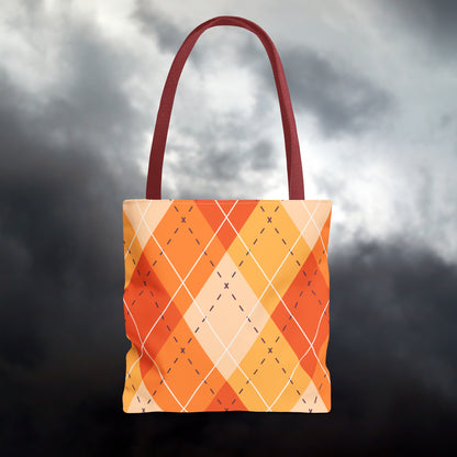 Orange Argyle Halloween Tote Bag