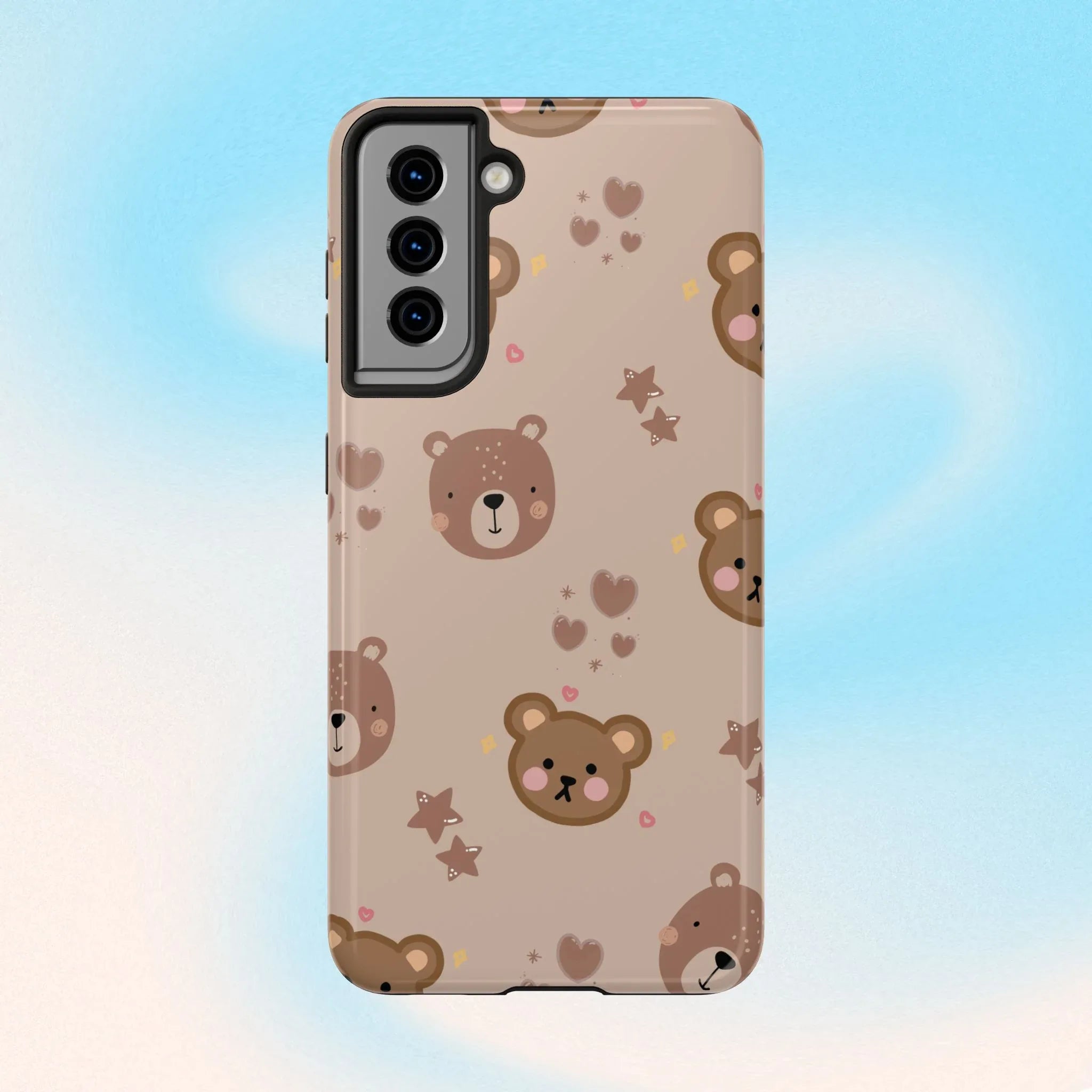Boho Brown Bear Phone Case (Apple & Android) - Pink Sweetheart