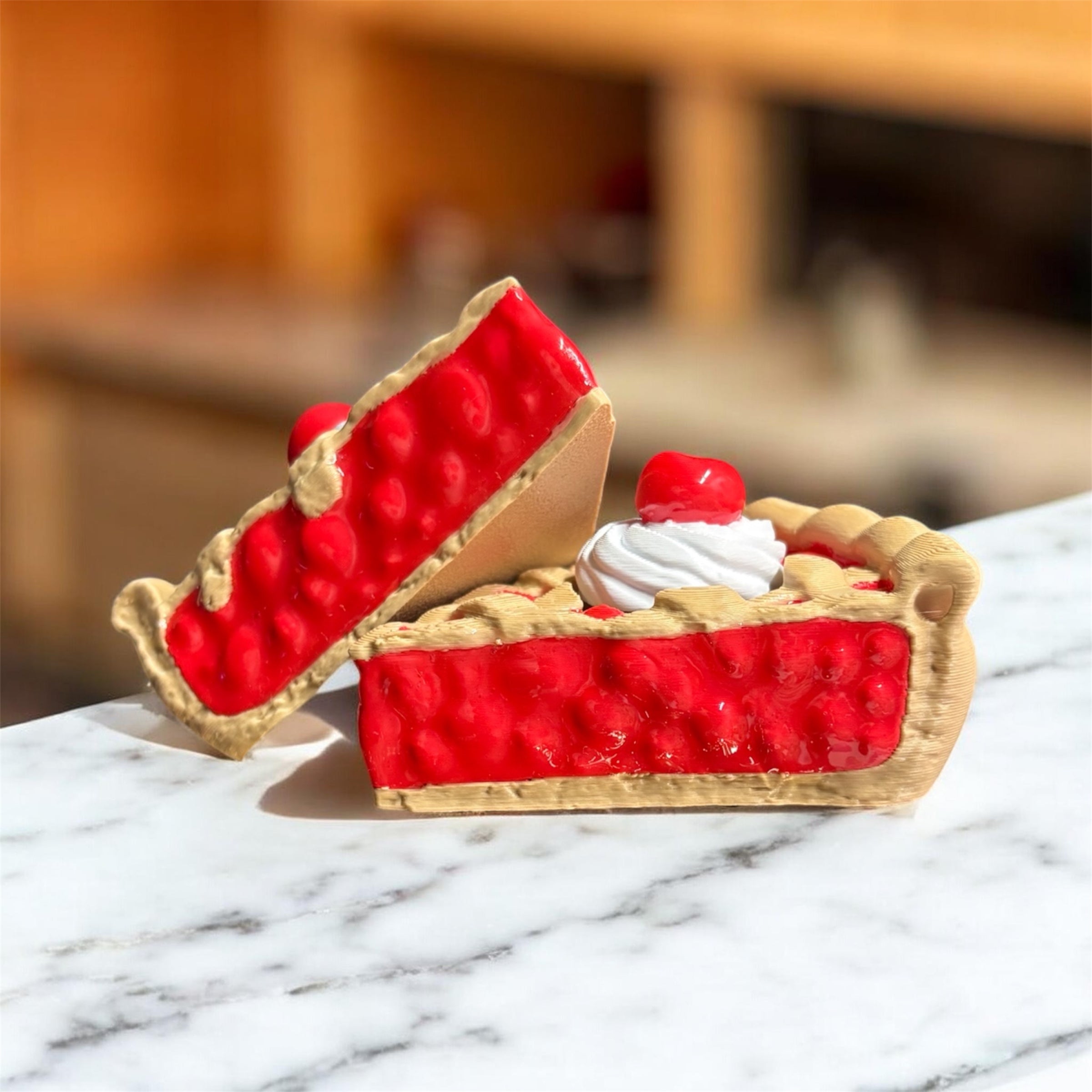 Sliced Cherry Pie Clicker Fidget Keychain