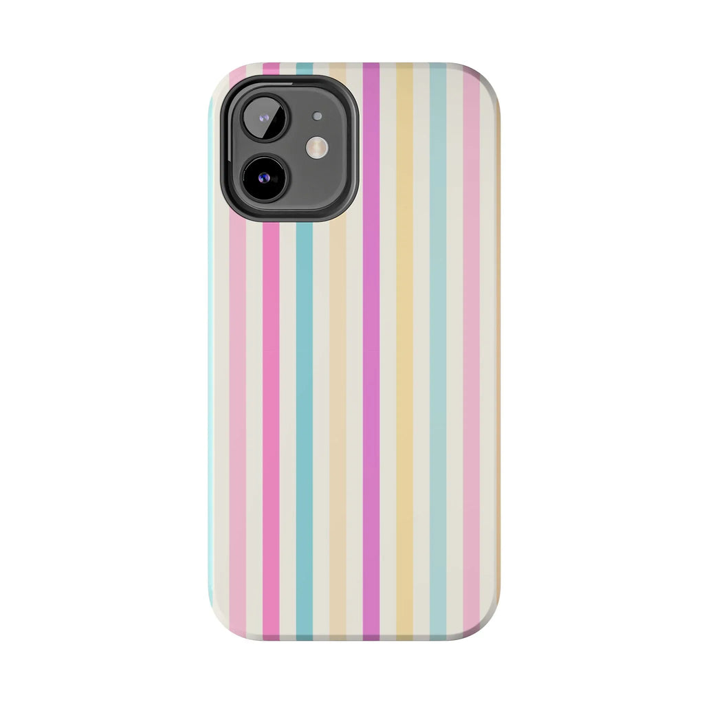 Pastel Candy Stripes Phone Cases (Apple & Android) - Pink Sweetheart