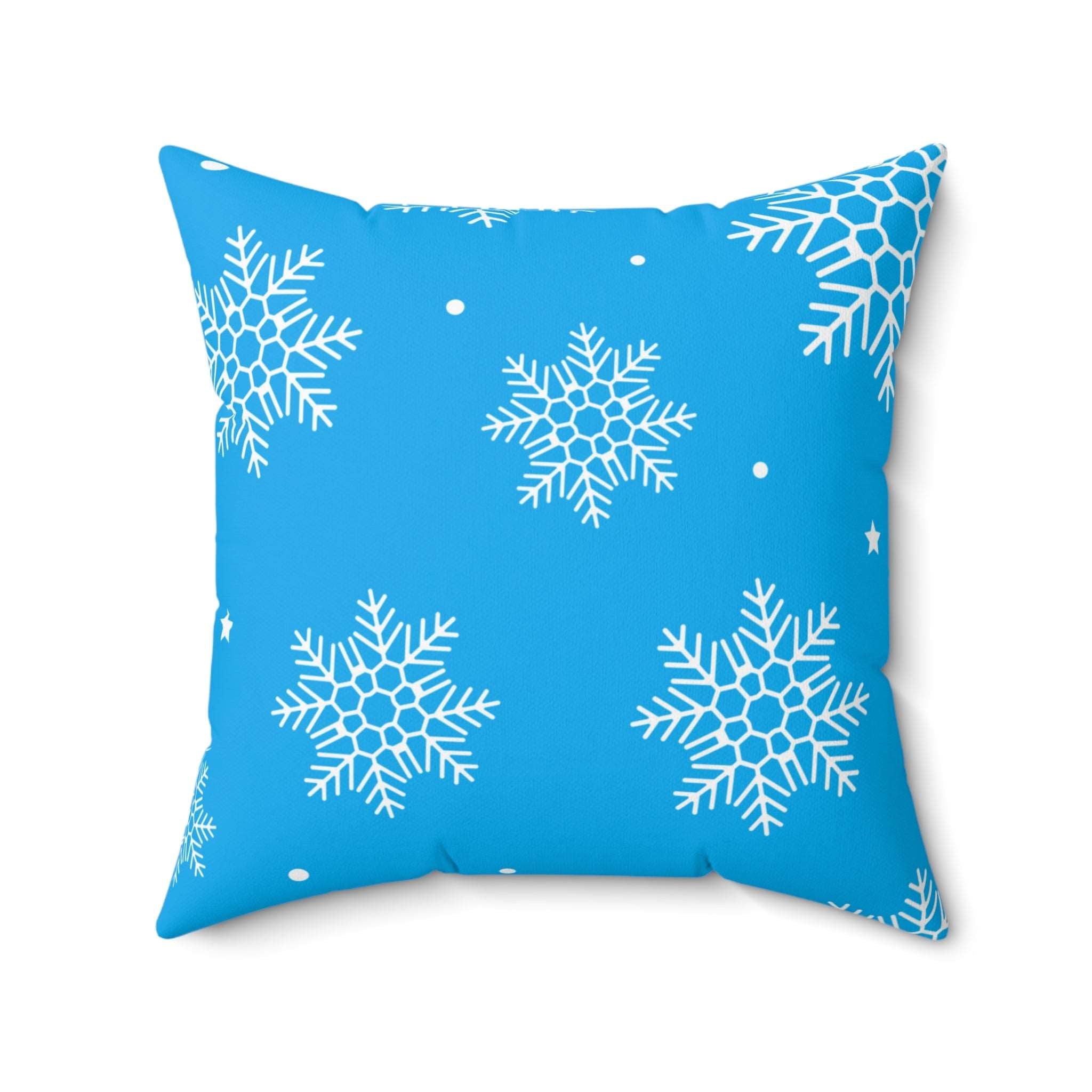 Frosty Blue Winter Snowflakes Square Pillow