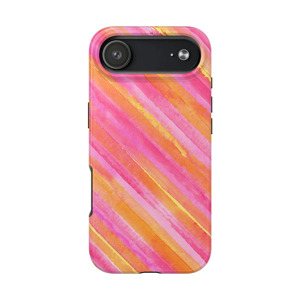 Pink Lemon Stripes Phone Case (Apple & Android) - Pink Sweetheart