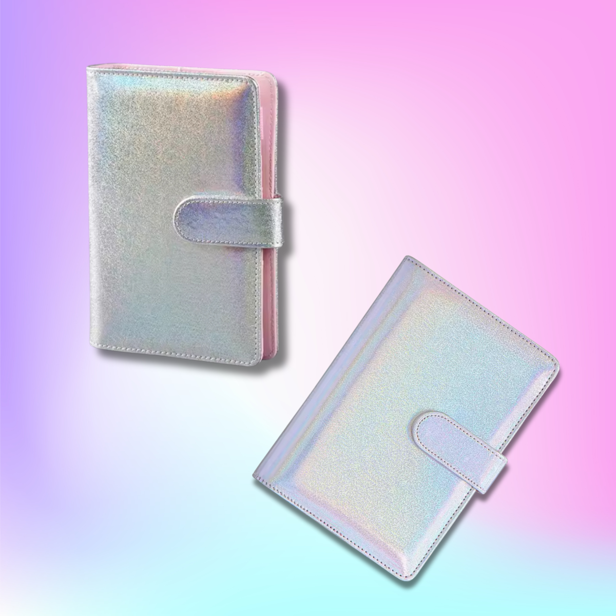 Platinum Frost Shimmer Holographic A6 Budget Binder