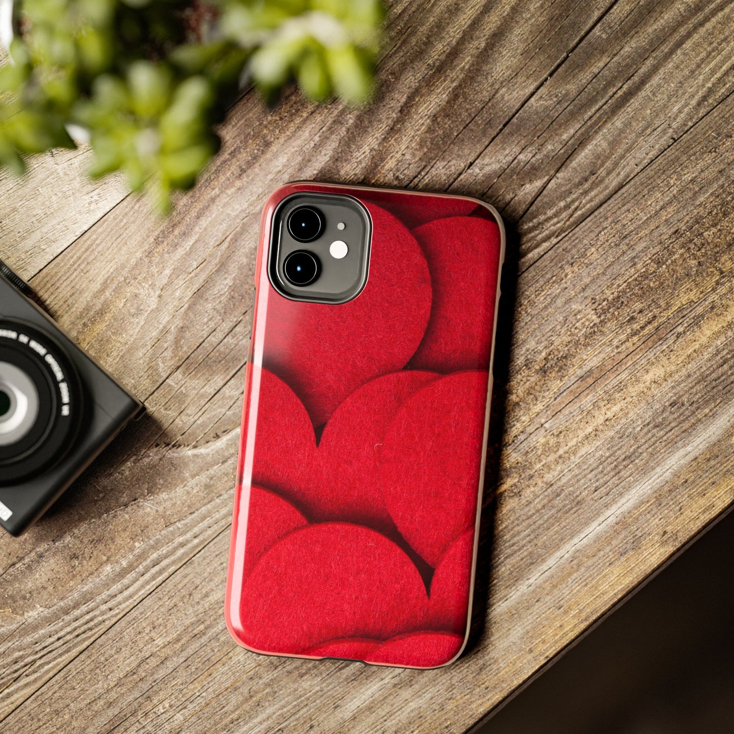 Big Red Felt Hearts Phone Case