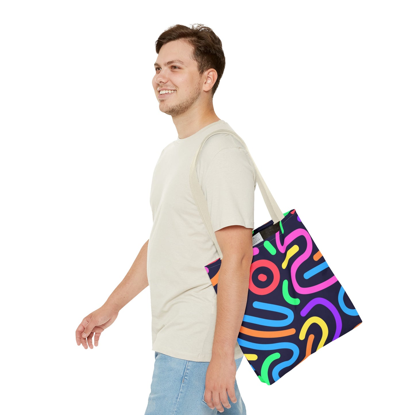 Neon Doodle Swirls Tote Bag