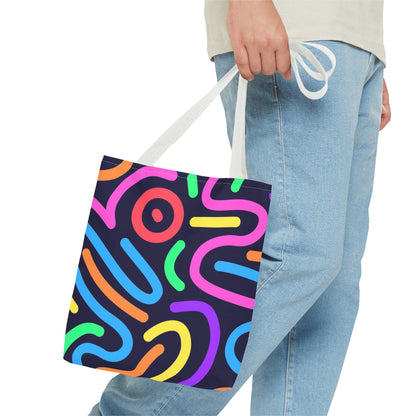 Neon Doodle Swirls Tote Bag