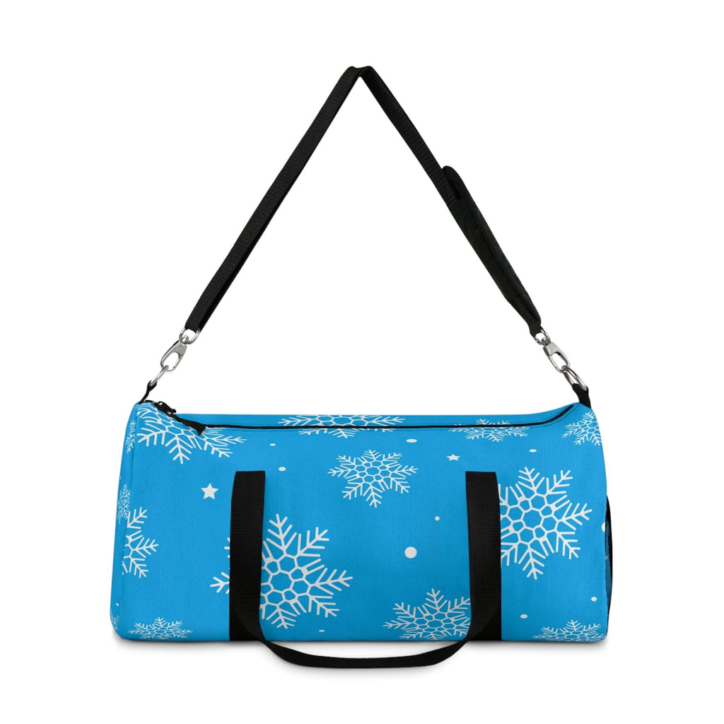 Blue Snowflake Winter Duffel Bag