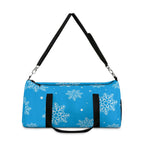 Blue Snowflake Winter Duffel Bag