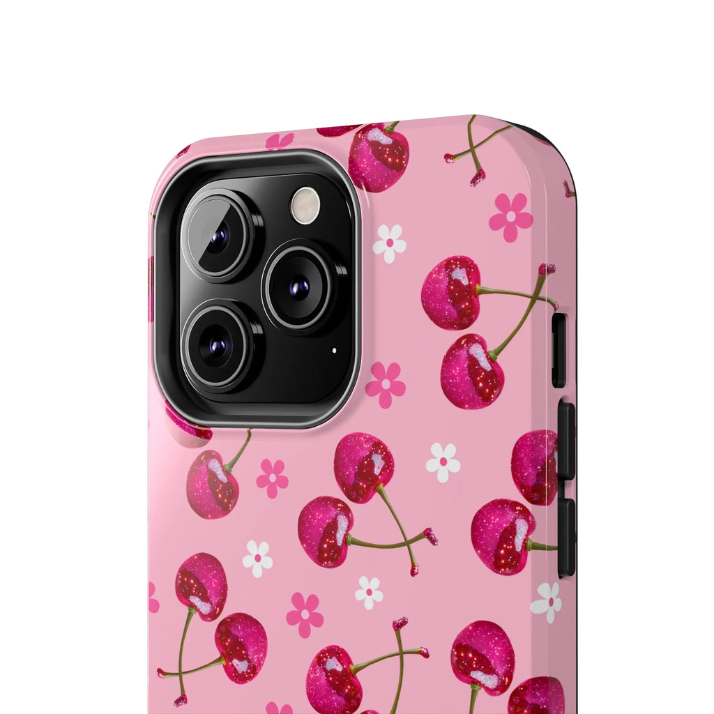 Pink Cherry Sparkle Pattern Tough Phone Case (Apple & Android) - Pink Sweetheart
