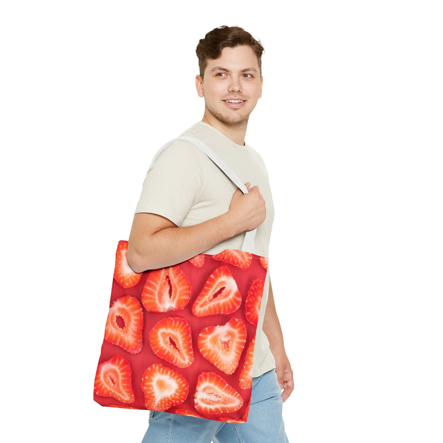 Sweet Sliced Strawberries Tote Bag