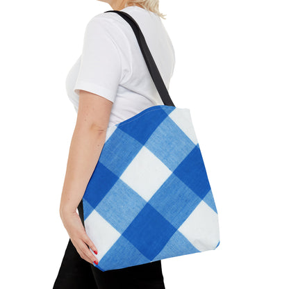 Chic Blue Gingham Tote Bag