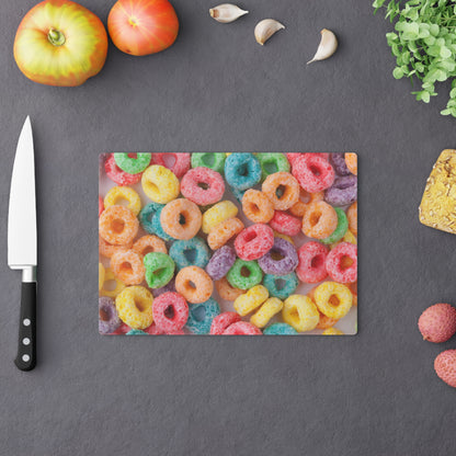 Fruity Cereal Loops Glass Cutting Board