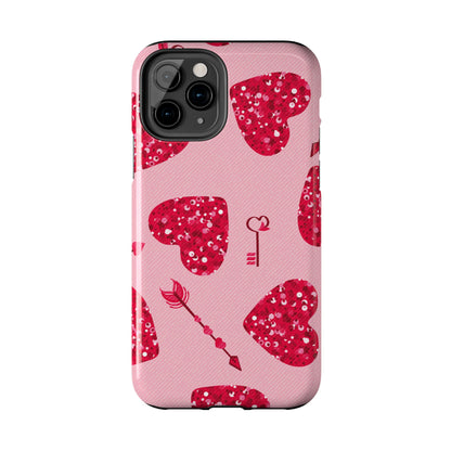 Sparkling Red Hearts Phone Case