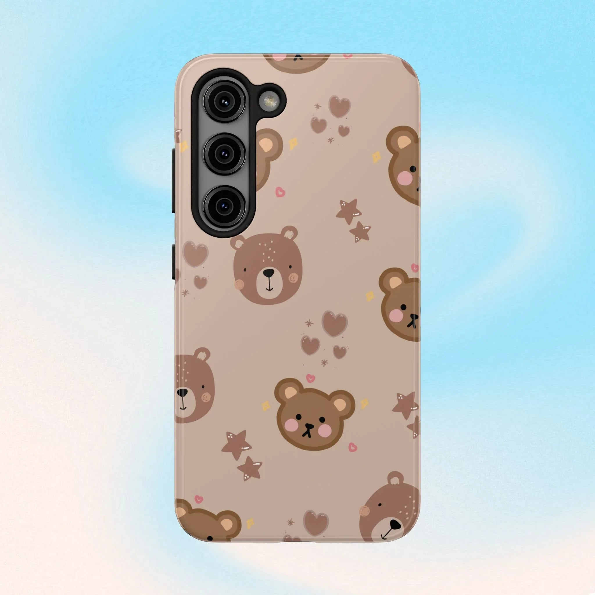 Boho Brown Bear Phone Case (Apple & Android) - Pink Sweetheart