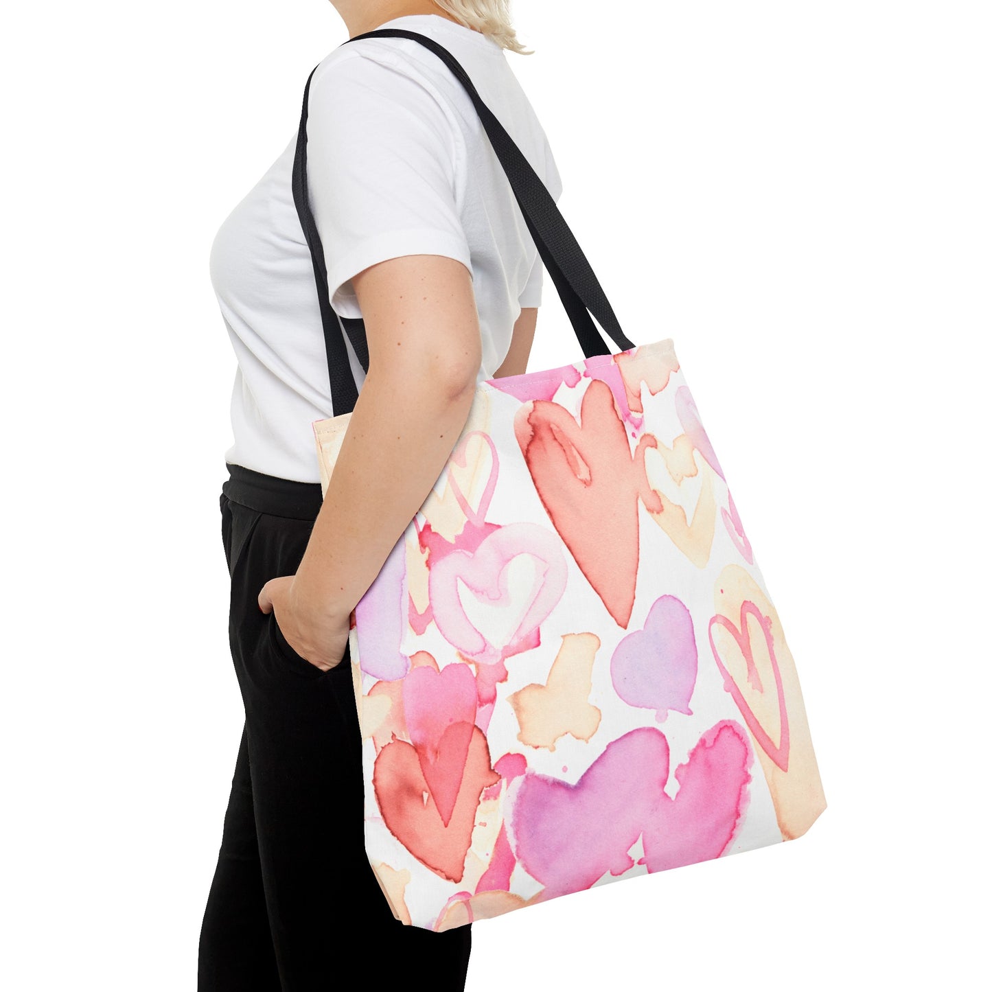 Watercolor Valentine Hearts Tote Bag