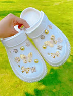 Golden Butterfly Clog Charms Set - Pink Sweetheart