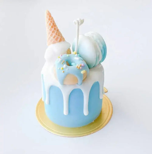 Blueberry Macaroon Ice Cream Mini Dessert Cake Candle - Pink Sweetheart