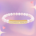 Personalized Natural Stone Bar Bracelet - Engraved with Name