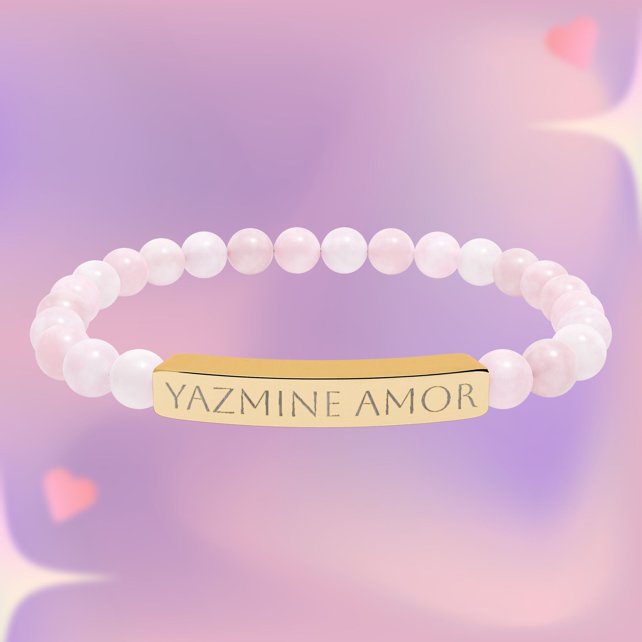 Personalized Natural Stone Bar Bracelet - Engraved with Name